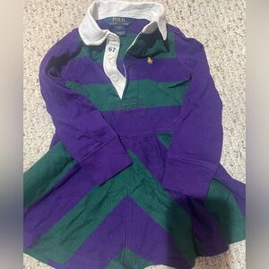 Purple and Green Striped Polo Dress